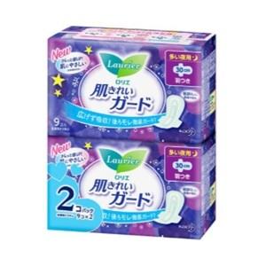 「花王」 ロリエ 肌きれいガード 夜用 羽つき 9コ入×2個パック 「衛生用品」