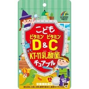 「ユニマットリケン」 こどもビタミンD＆ビタミンC KT-11乳酸菌 チュアブル 30粒 「健康食品」｜himawaridg