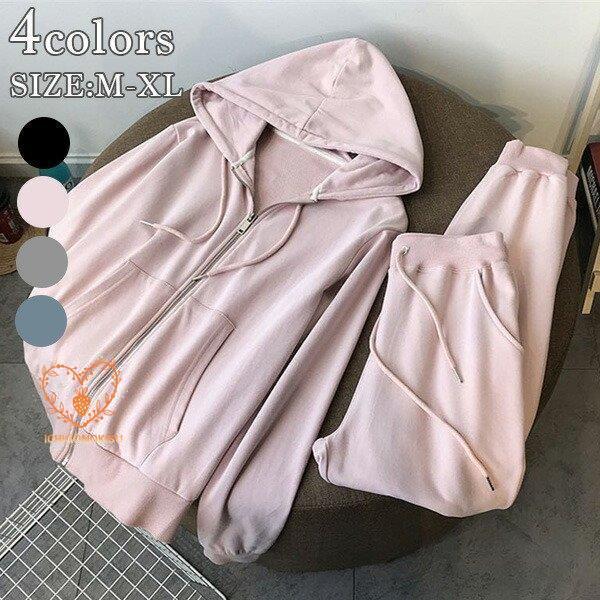 上下セット ルームウェア 部屋着 ジャージ お揃い 可愛い パーカー ウェット パジャマ トップス ...