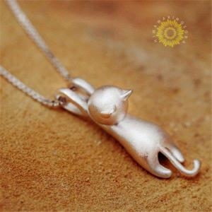 即納 送料無料 ネックレス レディース シルバー ねこ柄 猫柄