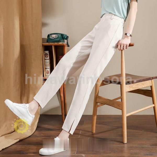 テーパードパンツ レディース パンツ ストレート 低身長 冬コーデ 秋 春 夏 8分丈 9分丈 20...
