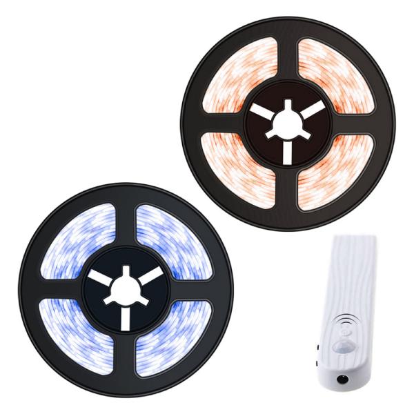 改良版 LEDテープライト 人感センサー 電池式 3m 両面テープ 夜間照明 屋内 玄関 ベッドの下...