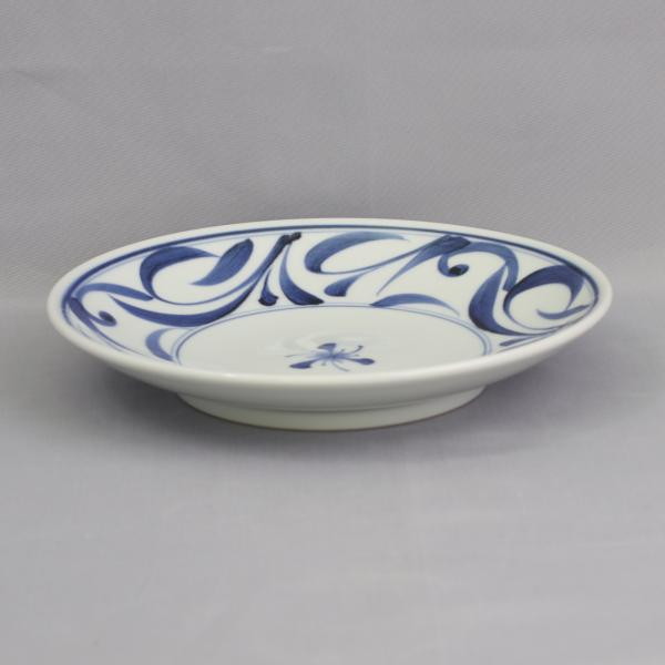 愛媛県指定無形文化財　伝統工芸品　砥部焼 千山窯 7寸丸皿　唐草　※砥部焼 11,000円以上購入で...