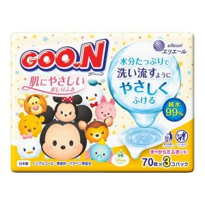 大王製紙 エリエール グーン 肌にやさしい おしりふき 70枚 × 3P (今月のオススメ品)