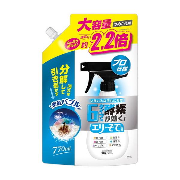 ウエ・ルコ 6タイプの酵素が効く エリ・そで 洗剤 つめかえ用 770ml 洗たく用洗剤