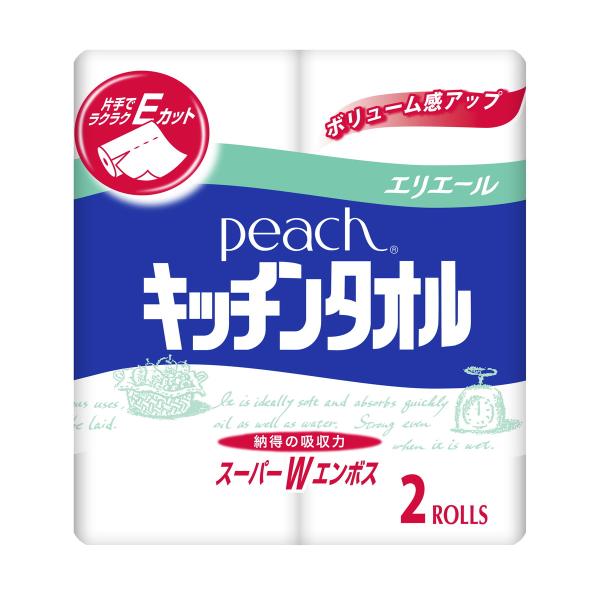 【お一人様1個限り特価】ピーチ キッチンタオル 2ロール