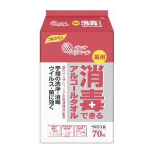 大王製紙 エリエール 薬用消毒できるアルコールタオル つめかえ用 70枚 ( 4902011733167 )