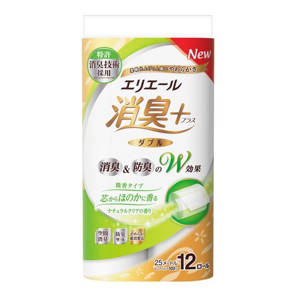 【お一人様1個限り特価】エリエール消臭+ トイレットティシュー ダブル ほのかに香るナチュラルクリア...