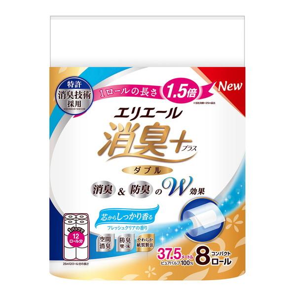 【お一人様1個限り特価】エリエール消臭+ トイレットティシュー ダブル ほのかに香るナチュラルクリア...