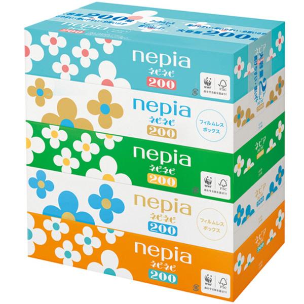 【送料無料・まとめ買い×3個セット】王子ネピア ネピネピティシュ 200組×5個パック入