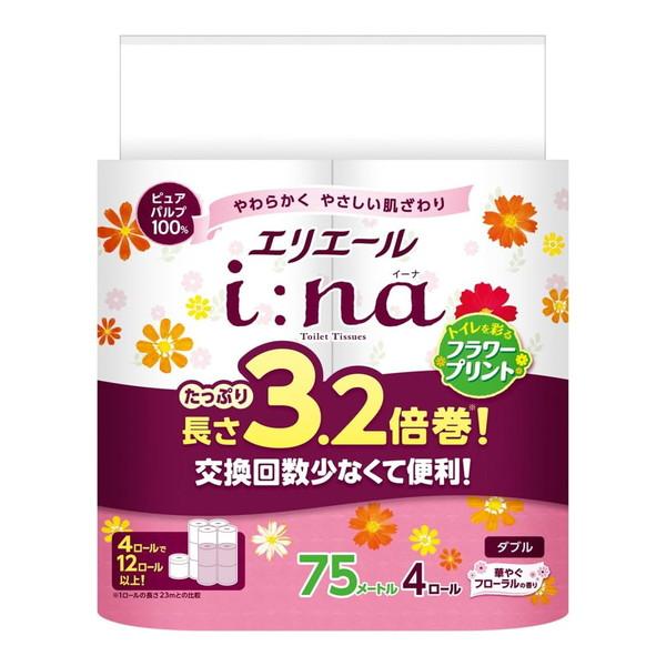【送料無料・まとめ買い×5個セット】大王製紙 エリエール i:na イーナ トイレット 3.2倍巻 ...