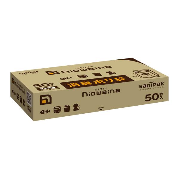 【送料無料・まとめ買い×5個セット】日本サニパック SS03 ニオワイナ 消臭 ポリ袋 M 箱 白半...