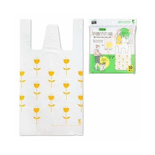 【送料無料・まとめ買い×10個セット】ネクスタ 手提げ ポリ袋 15L 10枚入 フラワー柄 黄色 ...
