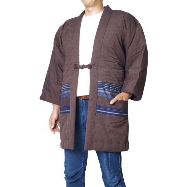 【ひめか】はんてん 日本製 久留米手づくり半纏　綿入れはんてん 茶9601