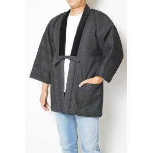【ひめか】綿入り はんてん どてら 丹前 綿入り 半纏 纏織り　黒Ｍ