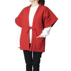 【ひめか】綿入り半纏 やっこ 日本製 あられ 849　赤