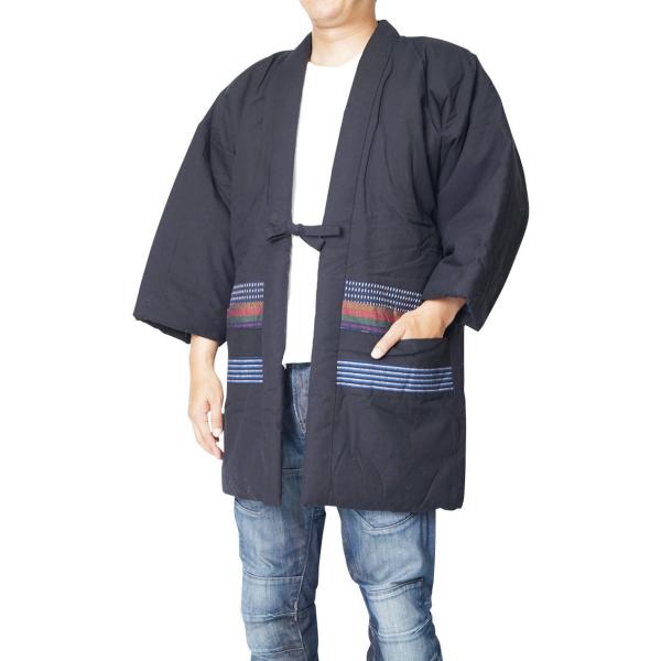 【ひめか】はんてん 日本製 久留 米手づくり半纏　綿入れはんて ん 9601 黒