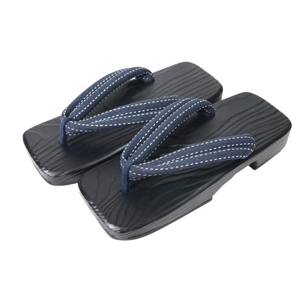 【ひめか】下駄 メンズ 日本製 高級 日田杉下駄 げた 鼻緒刺し子 8060　紺Ｌ