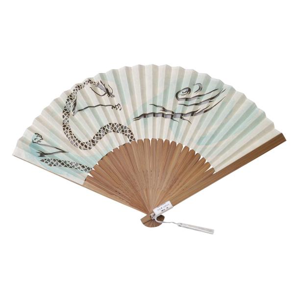 【ひめか】扇子 メンズ 男性 切絵 せんす 和装小物　Ｍ-35龍未晒