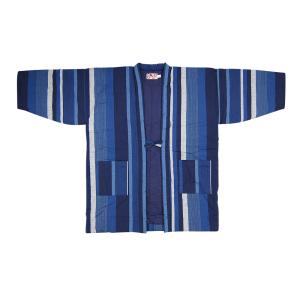 【ひめか】綿入り半纏 はんてん メンズ どてら 半天 大判 952 紺縞 3Ｌサイズ