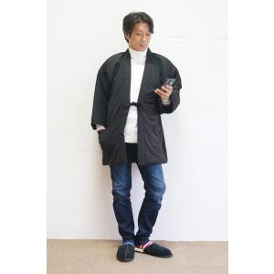 【ひめか】 はんてん メンズ スラブニット 綿入り 半纏 ハンテン 半天 どて ら 丹前 即暖 ストレッチ 部屋着 ルームウエア 黒　Ｍ