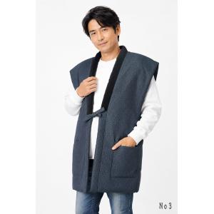 ポンチョ 袖無し メンズ 綿入り はんてん 日...の詳細画像5