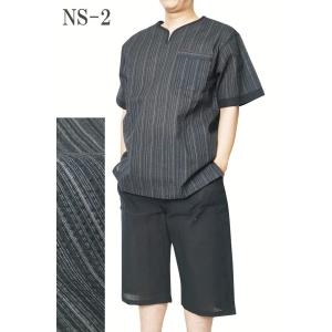 ヘンリーネック 甚平 ホームウェア しじら織り...の詳細画像2