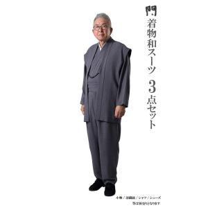 ひめか 着物 メンズ スーツ 一杢 門 和風 夏 ネイビー AW2301 羽織