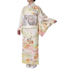 平和屋着物＊夏物　H・L（アッシュエル）　HENRI-LUC CHAPUIS　小紋　絽　草花文　洗える着物　AABG3885jd 洗える着物 絽 小紋 HL(アッシュ・エル) 夏用の着物 フリーサイズ