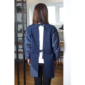 割烹着 久留米 板締め格子切り替え 日本製 M...の詳細画像3