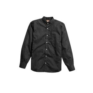 樹亜羅-一杢  スタンドカラーシャツ-綿100％　黒