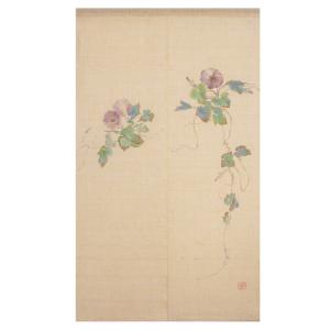 暖簾 のれん 麻100％ 洛柿庵すかしのれん 日本製 楓に鮎 N-311