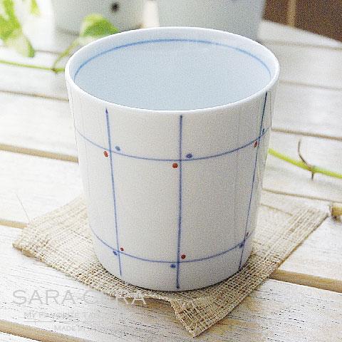 生活応援価格！有田焼 波佐見焼 和食器 染付けブルー二色格子 そば猪口 カップ(お取り寄せ商品 欠品...