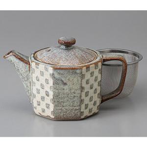 和食器 美濃焼　八角格子ポットポット（U)　ポット420ｃｃ　茶漉し付き