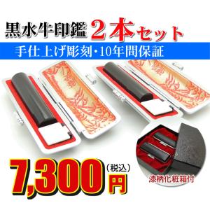 印鑑 実印 はんこ 黒水牛２本セット印鑑 ケース付 印鑑セット 16.5mm 15mm 銀行印 認印 男性 女性 化粧箱付 日用品