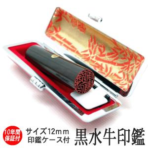 はんこ屋氷室工房 印鑑 銀行印 はんこ 黒水牛印鑑 13.5mm ケース付