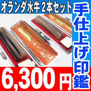 印鑑 実印 はんこ オランダ水牛2本セットケース...の商品画像