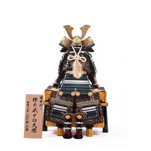 五月人形 久月 鎧平飾り 鎧飾り 高床飾り 金小札 正絹緋縅 15号 長鍬形