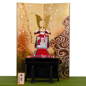 五月人形 久月 鎧平飾り 鎧飾り 高床飾り 金小札 正絹緋縅 15号 長鍬形