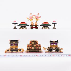ひな人形 お道具単品 ひなお道具9点セット 溜塗 牡丹桜 30号 : 人形の