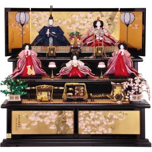 ひな人形 お道具単品 ひなお道具9点セット 溜塗 牡丹桜 30号 : 人形の