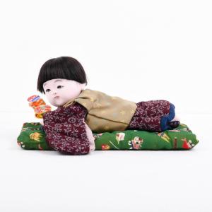 木目込人形 鏡獅子足上げ 黒台付き 石川潤平作 アウトレット【送料無料