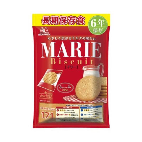 非常食 お菓子 クッキー 森永製菓 保存用 マリー袋 3枚パック×4袋 6年保存