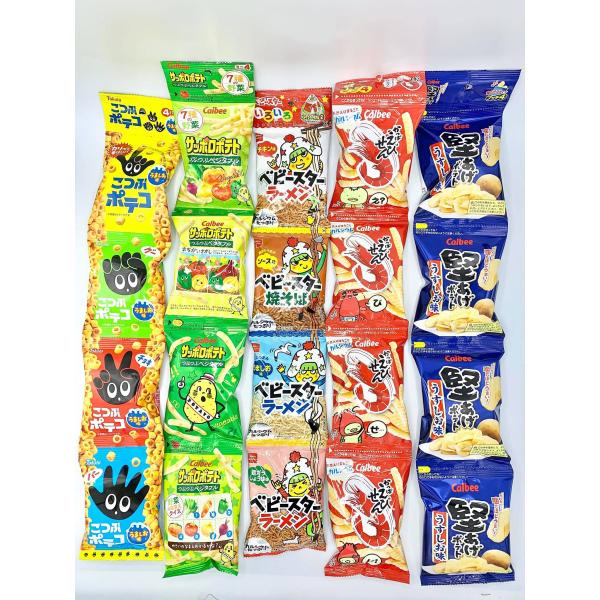 HKBH 4連お菓子パック アソート ミニスナック菓子 ５種 ( こつぶポテコ 、サッポロポテト 、...