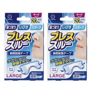 小久保工業所 ブレススルー (20枚入×2個セット / ラージ) 鼻腔拡張テープ いびき防止テープ 鼻づまり 薬剤不使用 (目立ちにくい透明