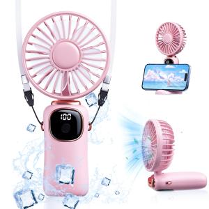 ハンディファン3way使用・折り畳み 携帯扇風機 小型 手持ち/首掛け/卓上 USB充電式 最大20時間動作 5段階風量調整 7枚羽根 大風