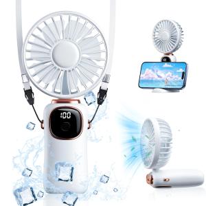 ハンディファン3way使用・折り畳み 携帯扇風機 小型 手持ち/首掛け/卓上 USB充電式 最大20時間動作 5段階風量調整 7枚羽根 大風
