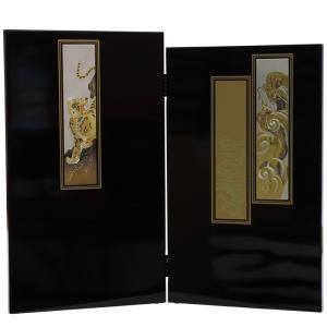 アウトレット品 五月人形屏風単品 18号五月二曲屏風 勇気 手描龍