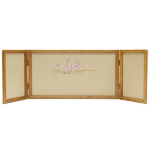 アウトレット品 屏風 屏風のみ 13号 三曲屏風 緞帳デザイン 手画き花