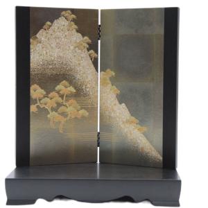 アウトレット品 雛人形平飾台 屏風・台セット 22号 黒エンボス平台 本